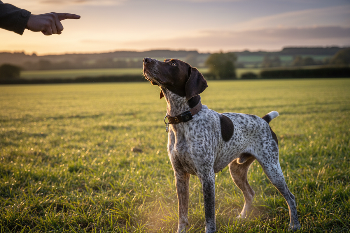 German Shorthaired Pointer training with GPS tracker collar
