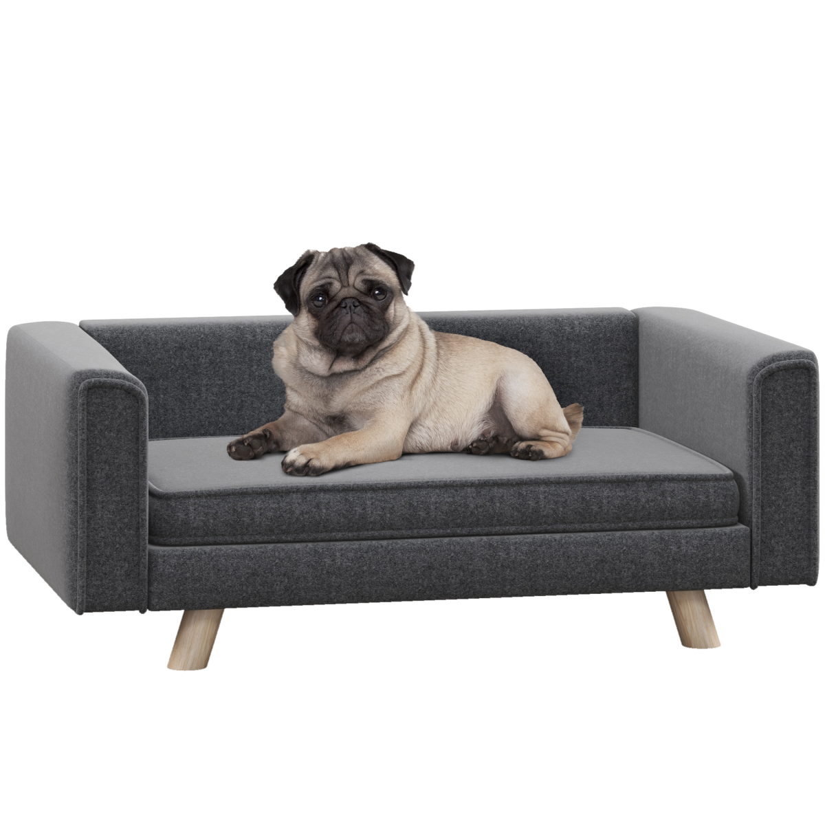 PawHut Elevated Dog Sofa Bed with Cushion for Medium and Small Dogs, Grey - Nexus Pet Care