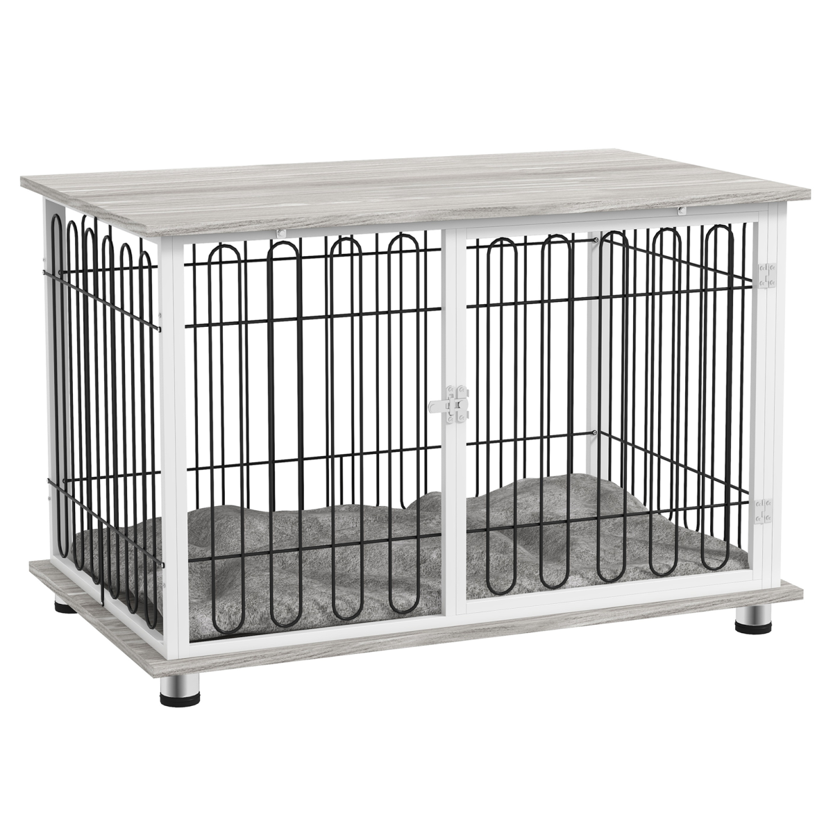 PawHut Dog Crate Furniture End Table with Soft Washable Cushion, Lockable Door - Nexus Pet Care