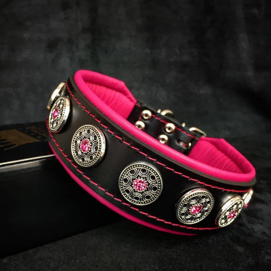 Bijou Dog Collar - Black & Pink