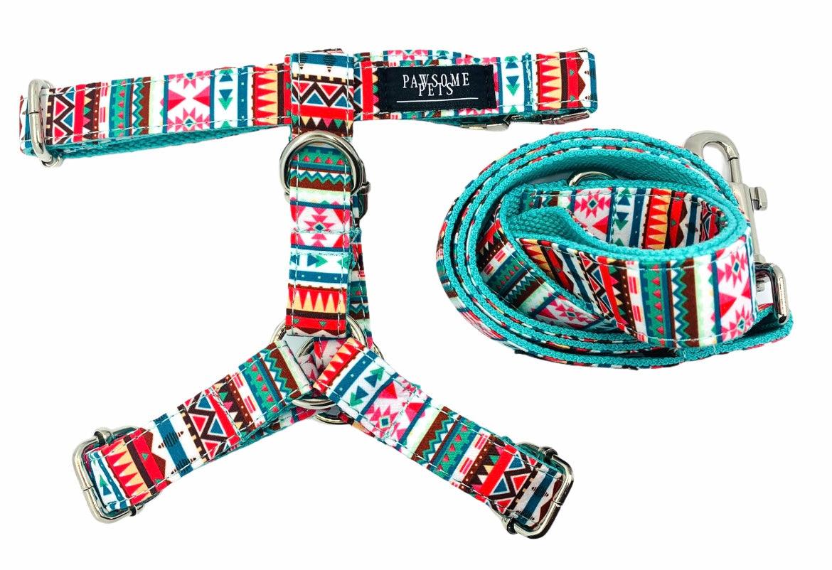 Nexus Pet Care tropical print step-in dog harness and lead bundle 2 piece set