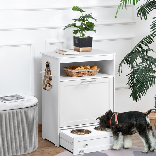 PawHut Pet Feeder Station Dog and Cat Food Storage Feeding Station Food Cabinet - Nexus Pet Care