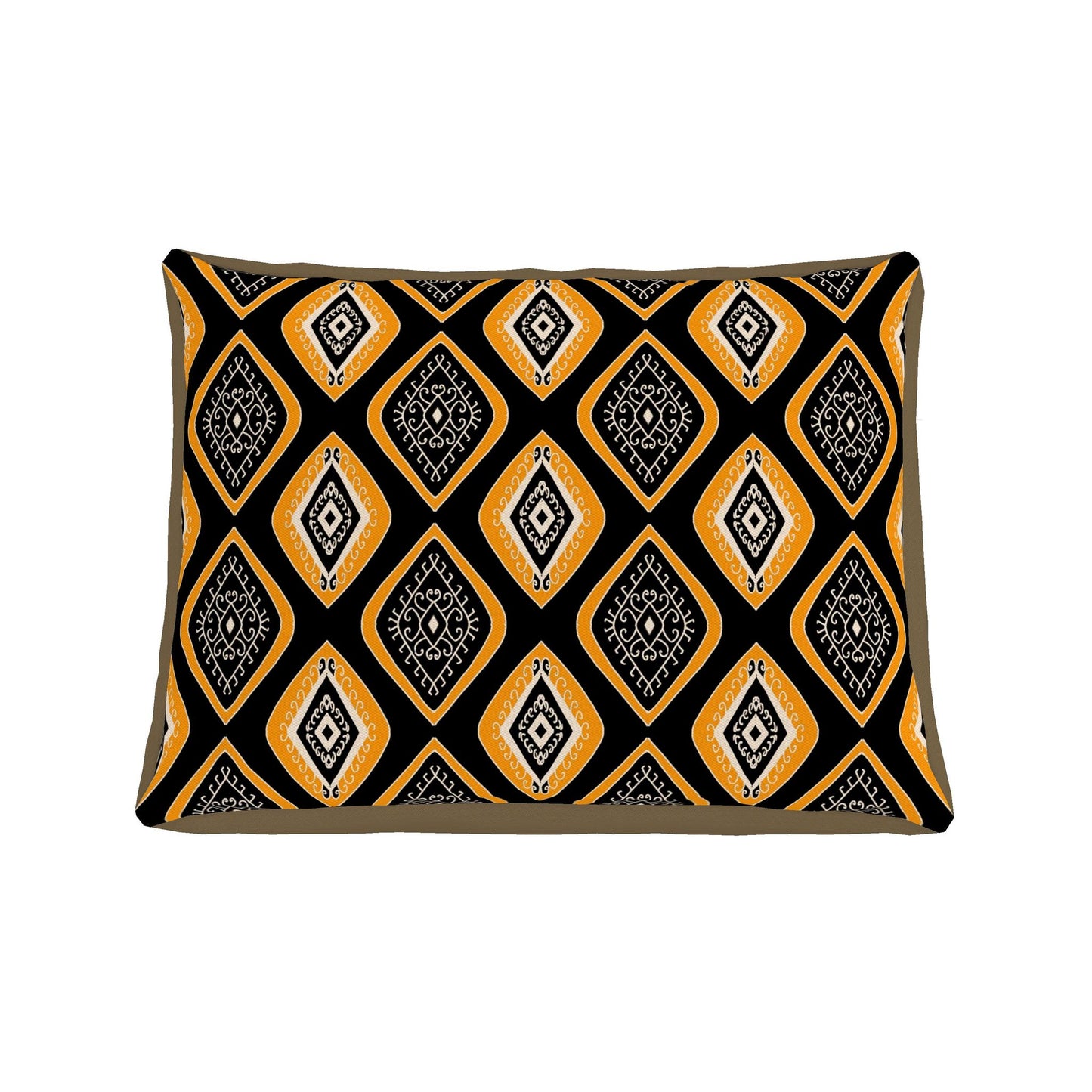 Gold & Black Ikat Diamond Designer Dog Bed