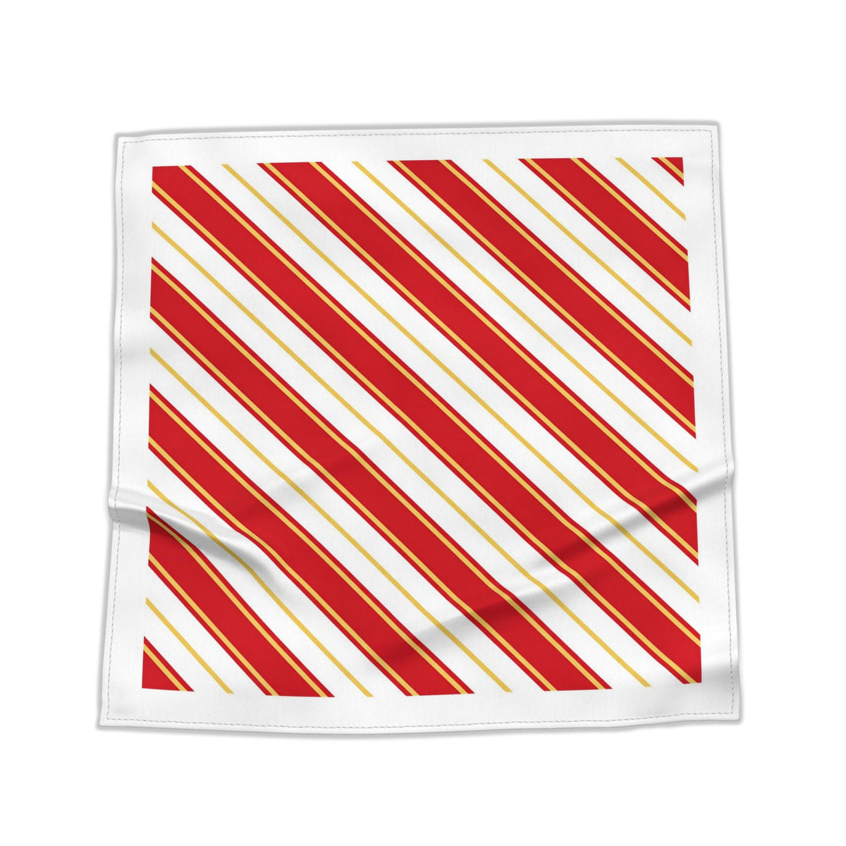 A red and white bandana featuring a diagonal striped pattern ofLiverpool colours