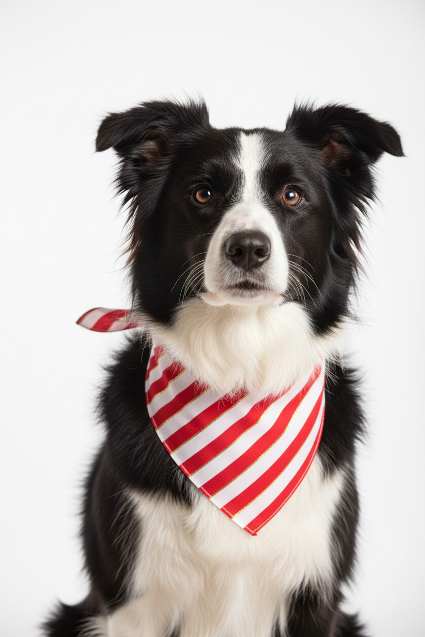Red & White Stripe Dog Bandana | Football Supporter Pet Accessory