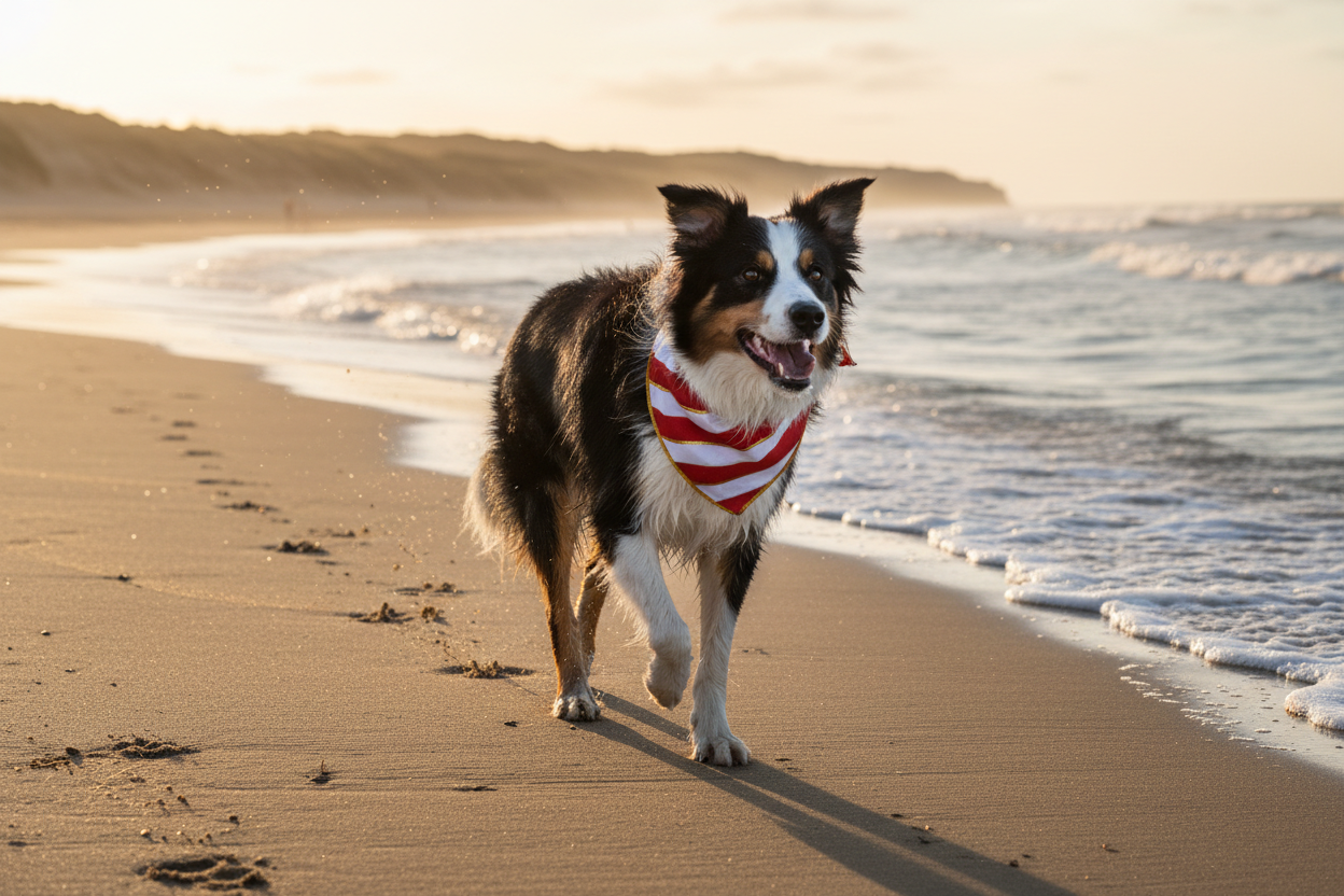 Red & White Stripe Dog Bandana | Football Supporter Pet Accessory