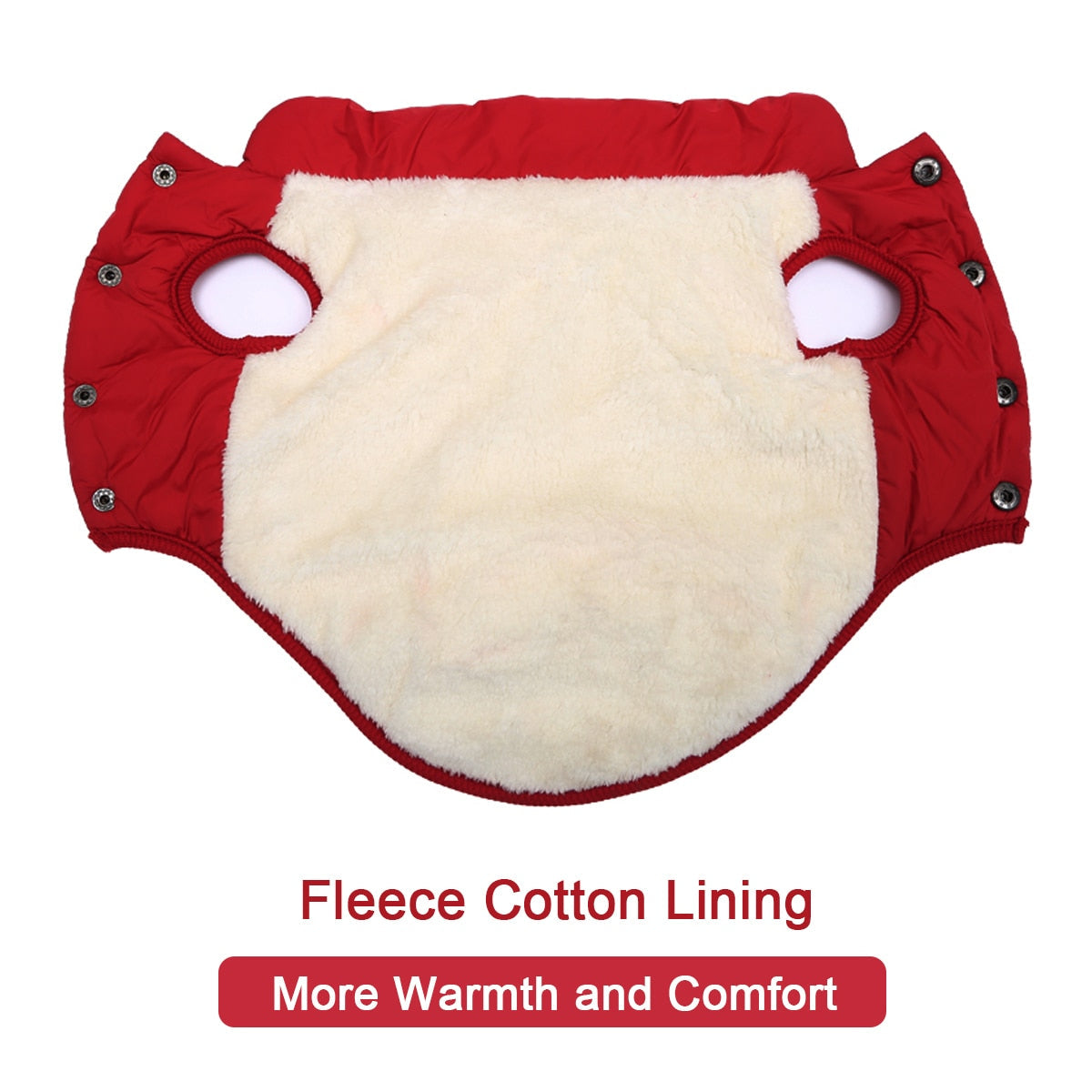 Dog wearing warm fleece winter coat showing fit and coverage