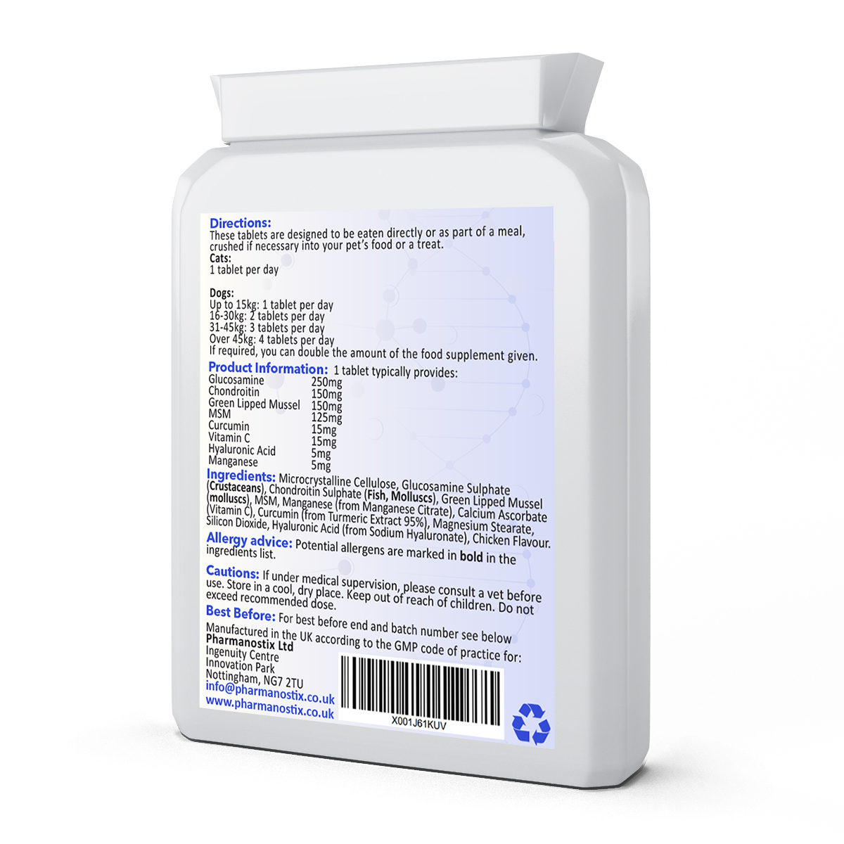 Supplement container with label on a white background