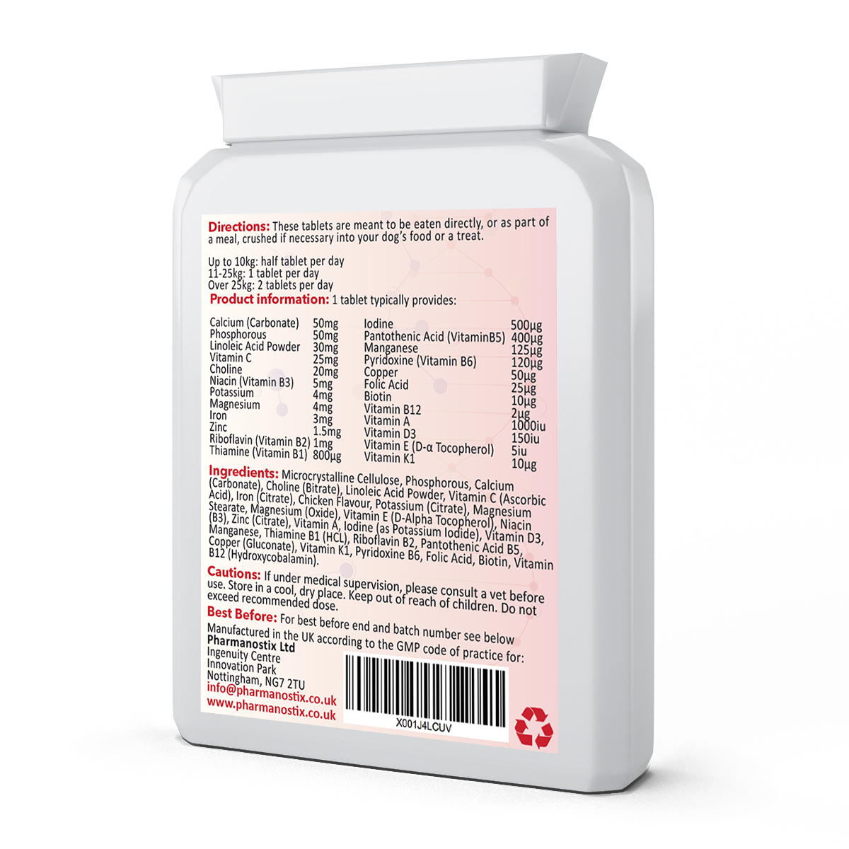 Supplement container with label on a white background