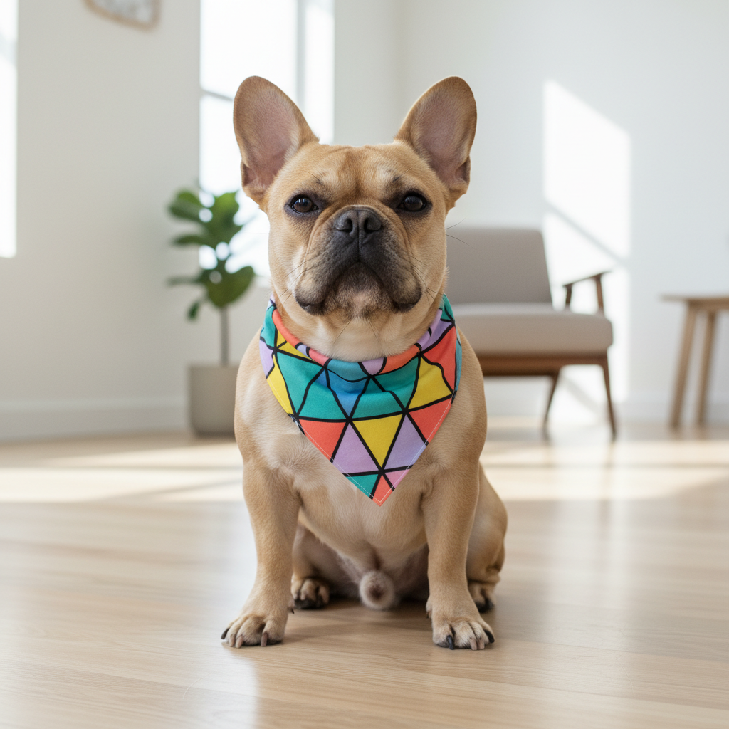Stained Glass Triangle Dog Bandana | Multicolour Geometric Pattern