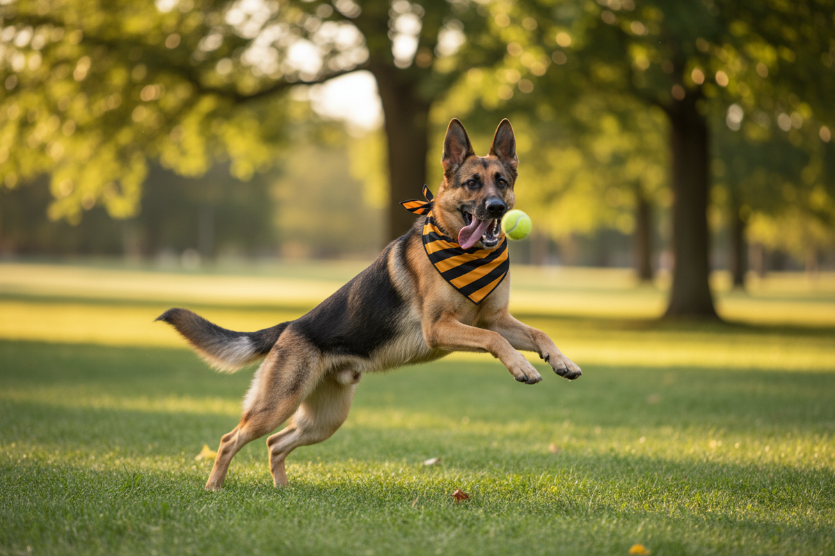 Gold & Black Stripe Dog Bandana | Football Supporter Pet Accessory - Nexus Pet Care
