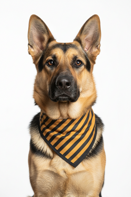 Gold & Black Stripe Dog Bandana | Football Supporter Pet Accessory - Nexus Pet Care