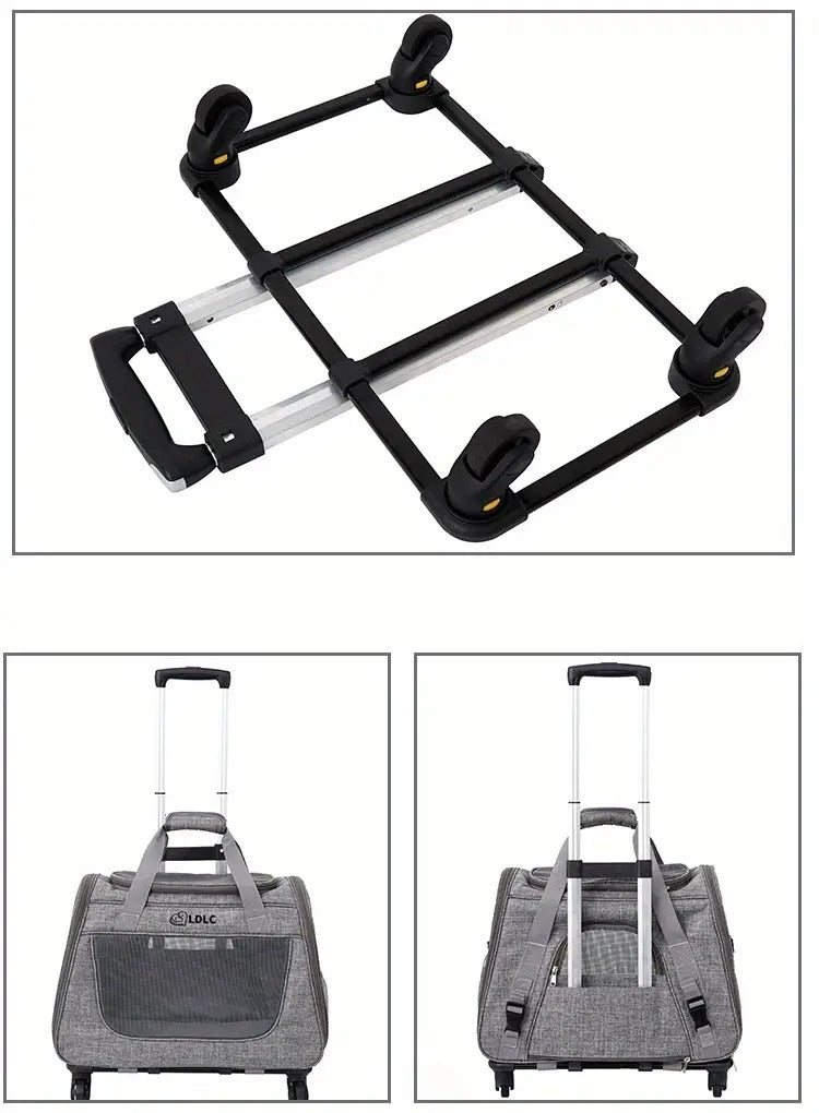 2-in-1 Cat Carrier with Wheels & Handle