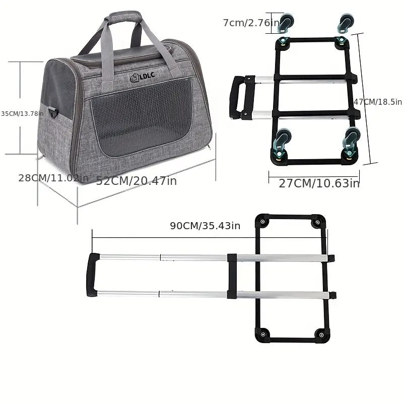 2-in-1 Cat Carrier with Wheels & Handle