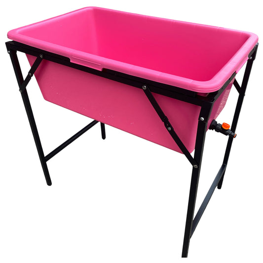 Pink Dog Bath with Drain Valve (Black) and Stand for DIY Workshop Accessory-0