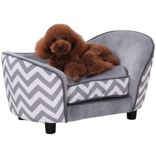 PawHut Dog Sofa Pet Couch for XS Dogs with Removable Sponge Padded Cushion Grey - Nexus Pet Care
