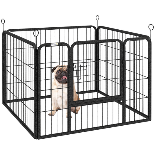 Pawhut Metal Pet Playpen Dog Kennel w/Door Latches In/Outdoor Use 82Lx82Wx60Hcm - Nexus Pet Care