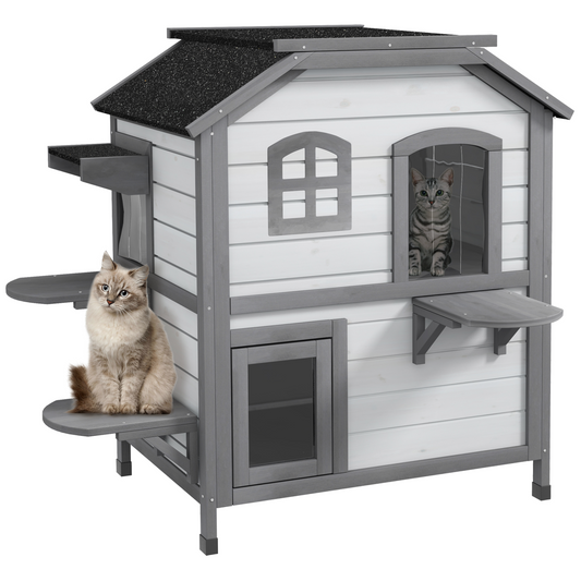 PawHut Kitten Condo with Openable Roof, Catio Enclosure Furniture, White - Nexus Pet Care