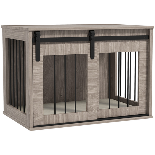 PawHut Dog Crate Furniture with Removable Cushion, for Medium Dogs - Brown - Nexus Pet Care