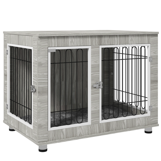 PawHut Dog Crate Furniture, Dog Crate End Table with Soft Cushion, Double Door - Nexus Pet Care