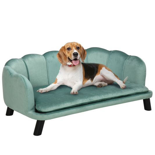 PawHut Dog Sofa, Pet Couch Bed for Medium, Large Dogs w/ Legs, Cushion - Green - Nexus Pet Care