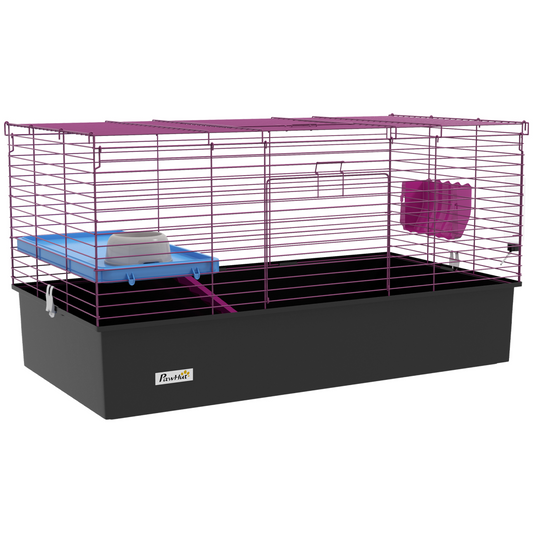 PawHut Small Animal Cage, Rabbit Guinea Pig Hutch, Pet Playhouse, Black - Nexus Pet Care