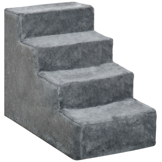 Portable Dog Stairs with Washable Plush Cover, for High Bed Sofa - Light Grey - Nexus Pet Care