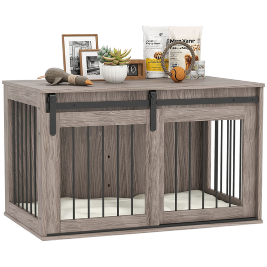 PawHut Dog Crate Furniture with Removable Cushion for Large Dogs - Brown - Nexus Pet Care