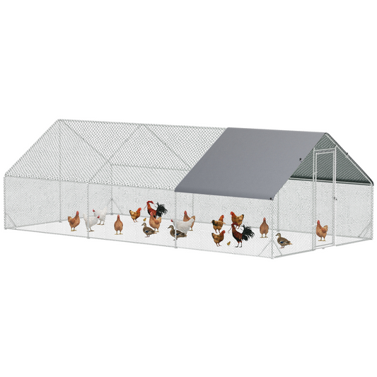 PawHut Walk In Chicken Run Large Galvanised Chicken Coop with Cover 6 x 3 x 2m - Nexus Pet Care
