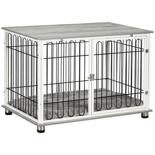 PawHut Dog Crate Furniture End Table w/ Soft Washable Cushion, Lockable Door - Nexus Pet Care