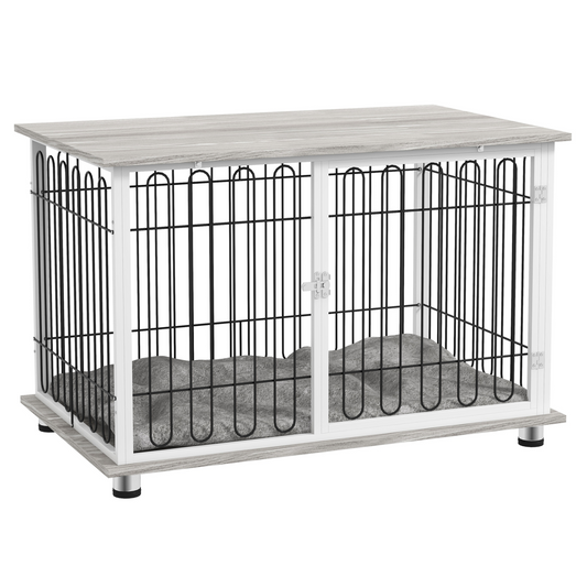 PawHut Dog Crate Furniture End Table with Soft Washable Cushion, Lockable Door - Nexus Pet Care