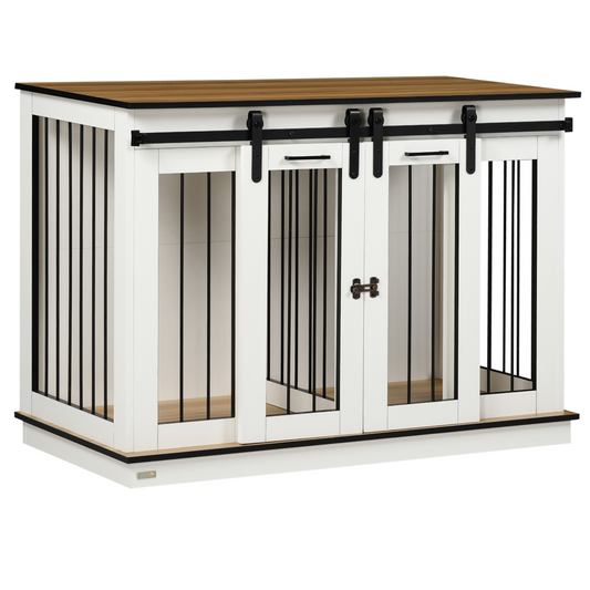 Dog Crate Furniture for Large Dogs, Double Dog Cage for Small Dogs, White - Nexus Pet Care
