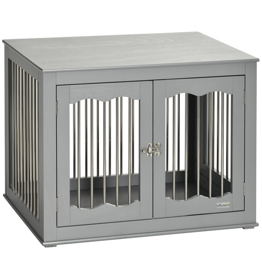 Wood Dog Crate Furniture W/ Three Doors, Locks & Latches, for Medium Dogs - Nexus Pet Care