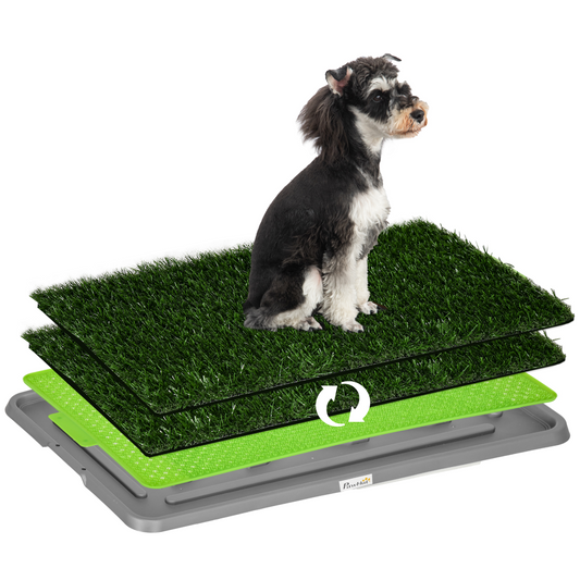 PawHut Dog Toilet with 2 Packs Artificial Grass Pads, 67 x 41cm, Green - Nexus Pet Care